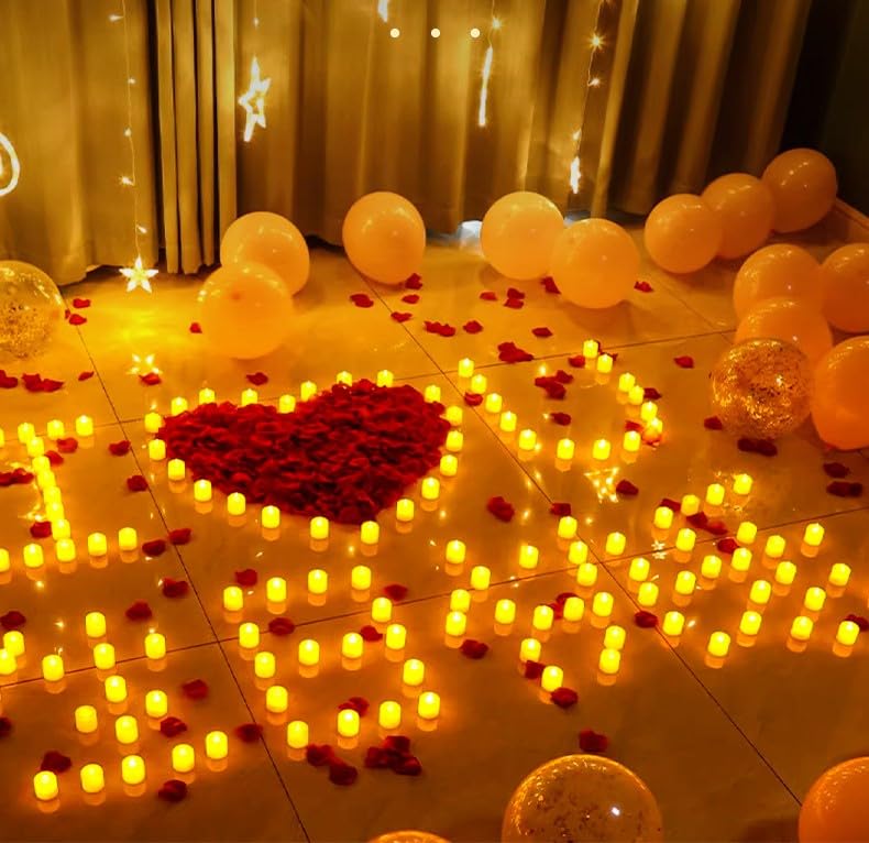 SKY-TOUCH - 24 LED Tea Lights Candles Realistic Bright Flameless Battery Operated Battery Replaceable Battery Operated for Festival Wedding Restaurant Table Decoration White