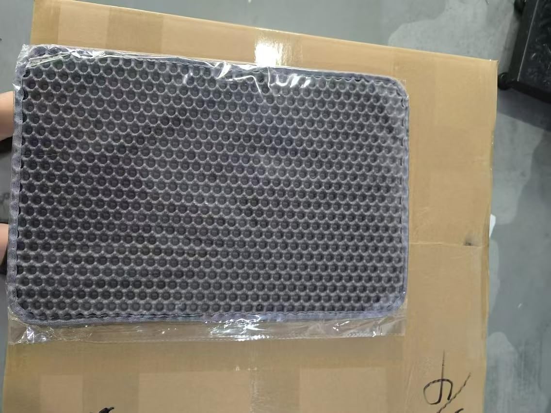 SKY-TOUCH Cat Litter Mat,Cat Litter Tray Mat, Honeycomb Double Layer Design, Urine and Waterproof Material, Washable,Easy to Clean, Keep Clean,60 * 40cm,Grey
