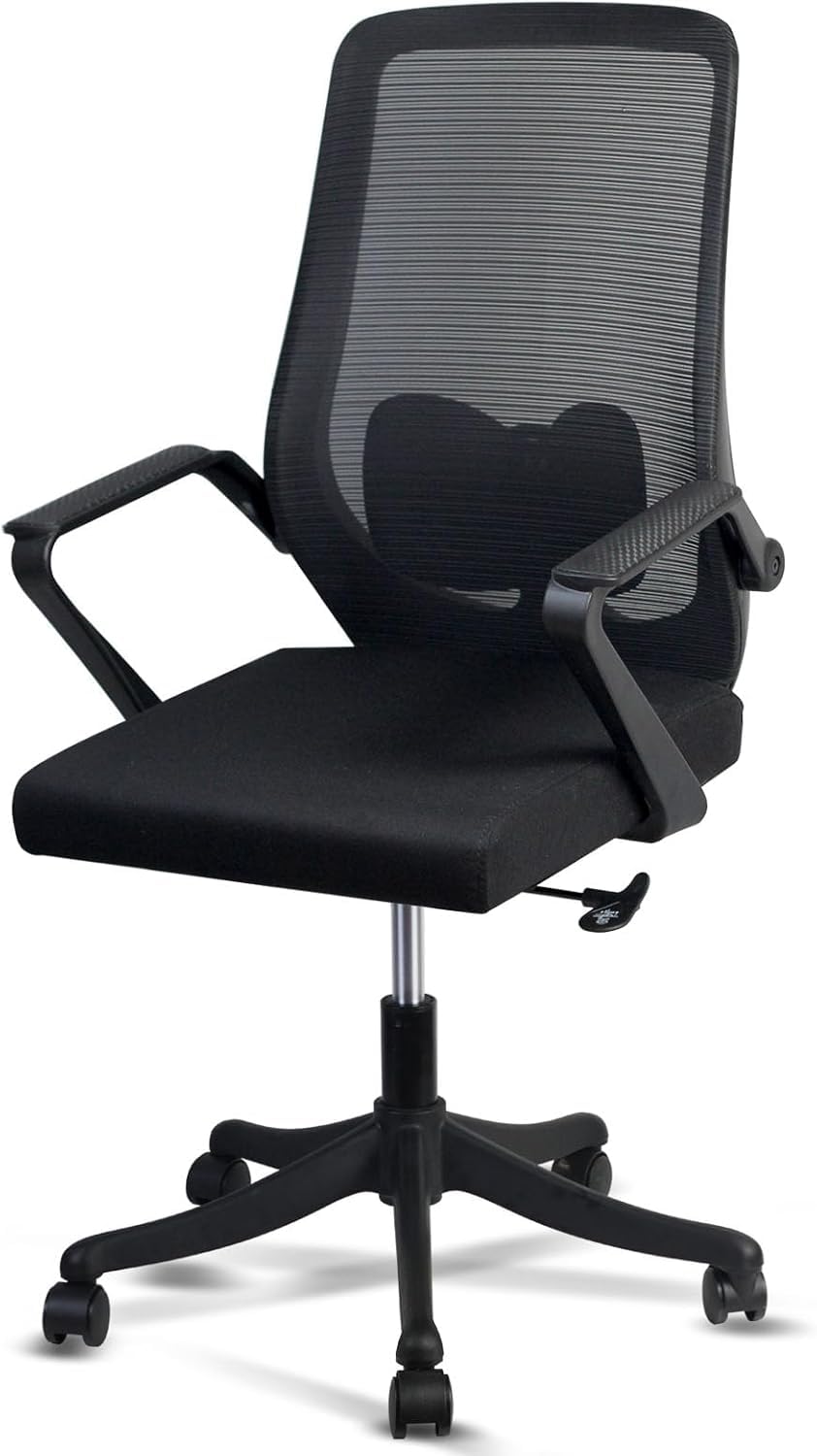 SKY-TOUCH Ergonomic Office Chair | Desk Chair | Computer Chair | Lumbar Support | Height Adjustable | Large Space Padded Seat Cushion｜with Tilt Back｜Mesh Breathable Backrest｜60 * 57 * 111cm,Black