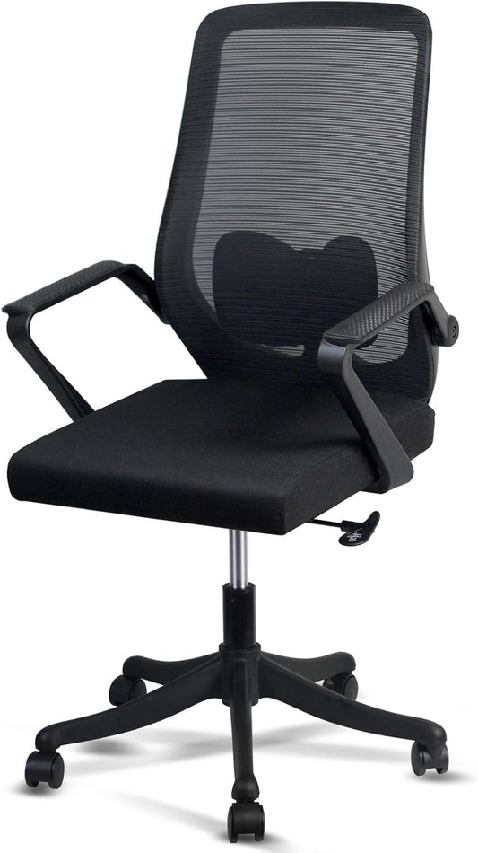 SKY-TOUCH Ergonomic Office Chair | Desk Chair | Computer Chair | Lumbar Support | Height Adjustable | Large Space Padded Seat Cushion｜with Tilt Back｜Mesh Breathable Backrest｜60 * 57 * 111cm,Black