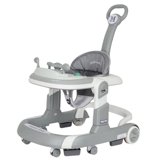 SKY-TOUCH 4-in-1 Foldable Baby Walkers with Wheels and Baby Activity Center Toys Tray with Music, 4-Gear Height Adjustable Infant Toddler Baby Walker, Baby Walker for Boys and Girls from 6-24 Months