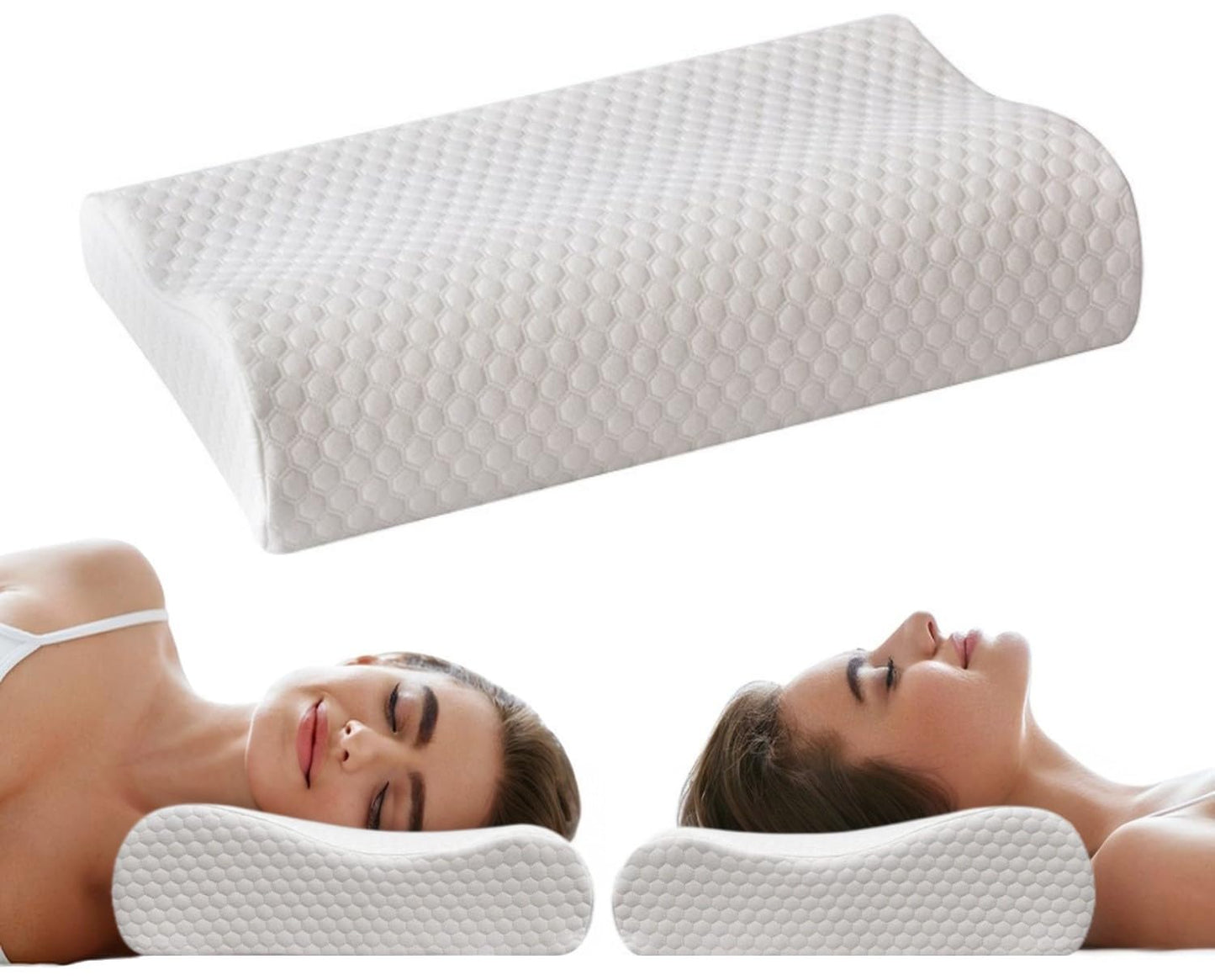 SKY-TOUCH Memory Foam Cervical Pillow, Ergonomic Bed Pillow for Neck Pain Relief, Contour Orthopedic Pillow for Side, Back, and Stomach Sleepers, Neck Support with Washable Cover (60 * 40 * 12 cm)