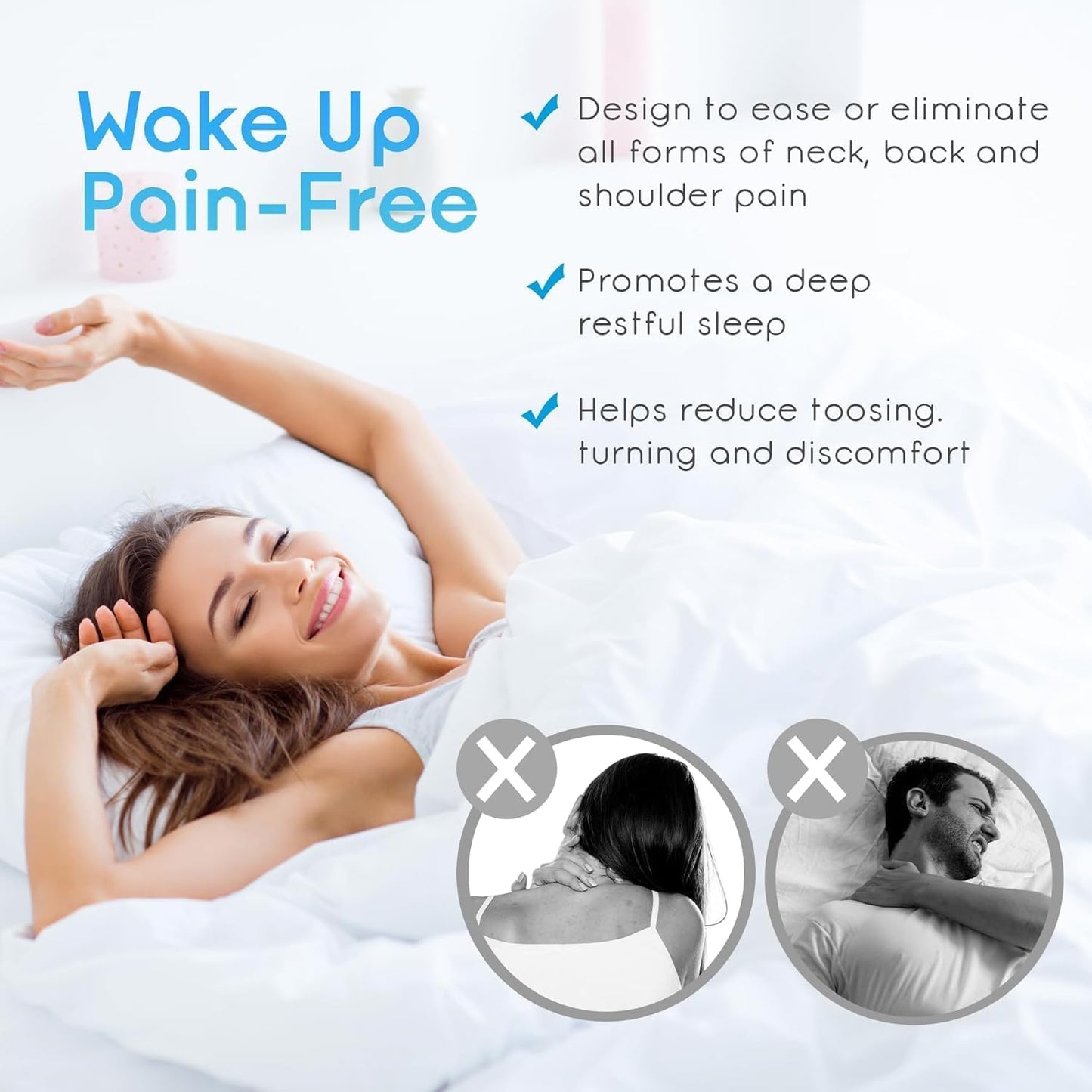 SKY-TOUCH Memory Foam Cervical Pillow, Ergonomic Bed Pillow for Neck Pain Relief, Contour Orthopedic Pillow for Side, Back, and Stomach Sleepers, Neck Support with Washable Cover (60 * 40 * 12 cm)
