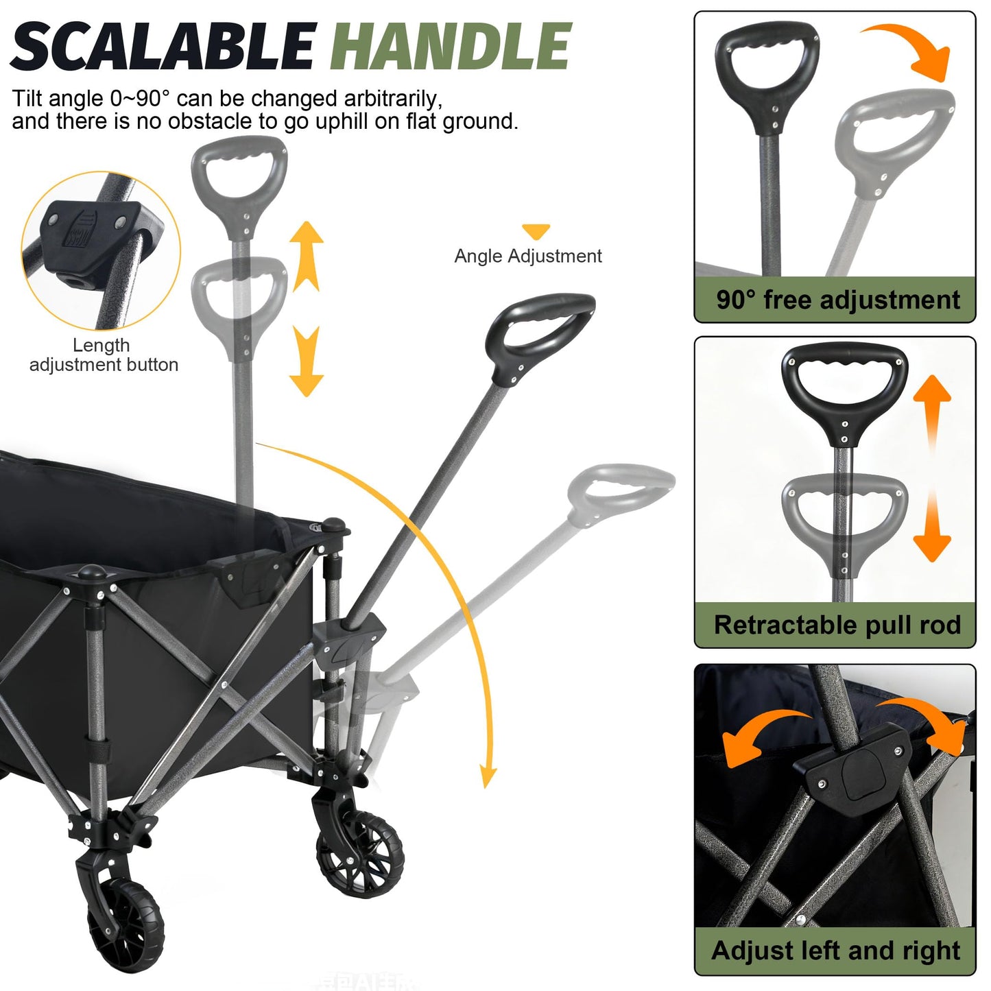 SKY-TOUCH Garden Cart Camping Wagon Foldable, Shopping Trolleys Utility Outdoor Wagon Collapsible Garden Camping Picnic Cart