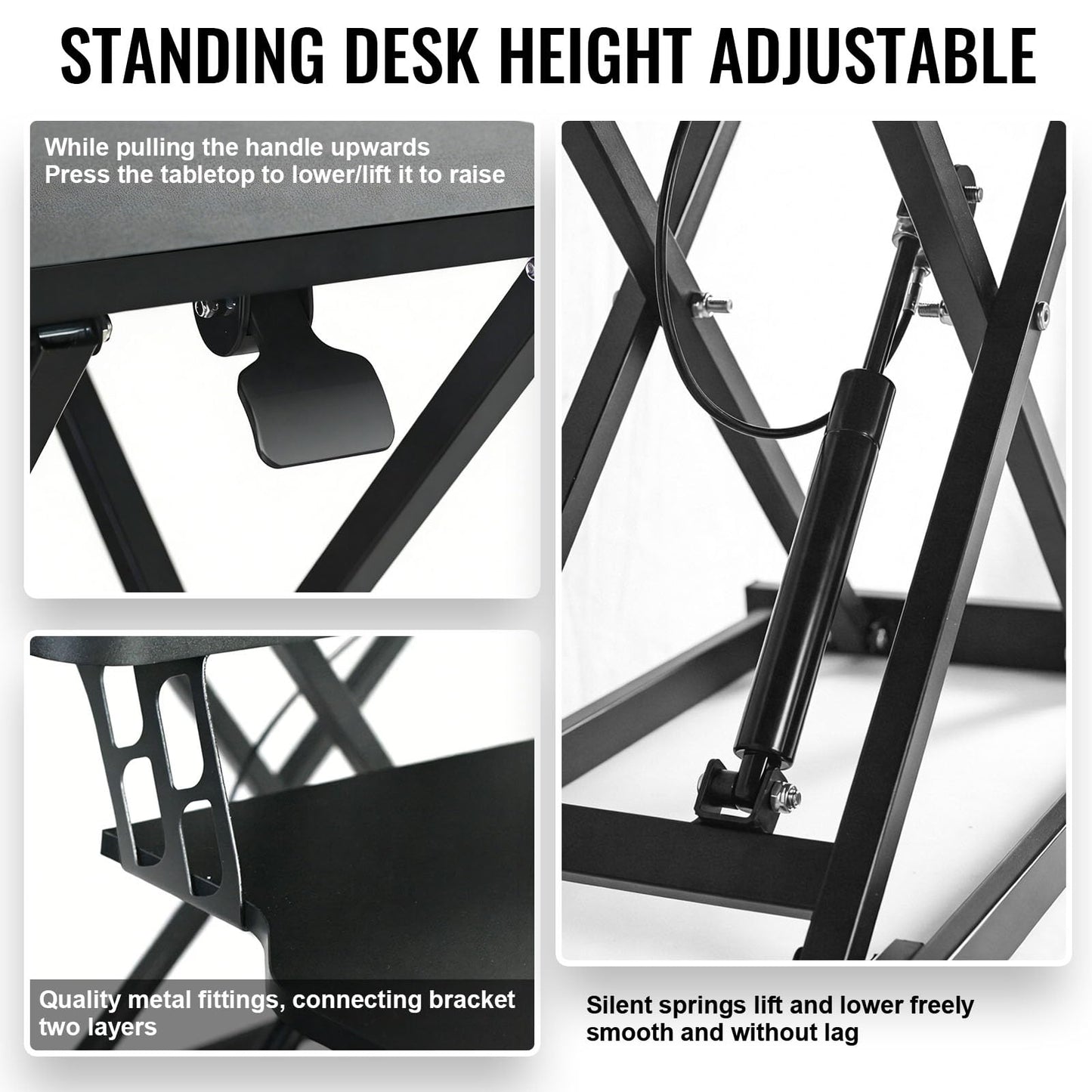 SKY-TOUCH Standing Desk Height Adjustable, 80*40cm Sit to Stand Desk Converter with Keyboard Tray, Ergonomic Sit to Stand Up Riser for Home Office Laptop, Black