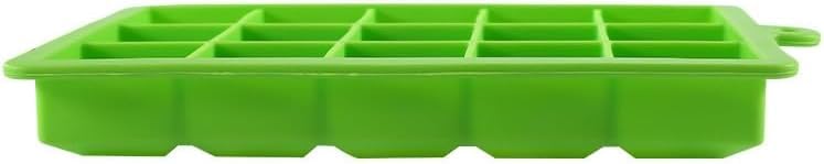 SKY-TOUCH 2-Pack Food Grade Silicone Ice Cube Cubes with Lids for Freezer, Easy-to-Remove 24 Cube Cubes for Party, Drinks and Frozen Liquids (Blue and Green)