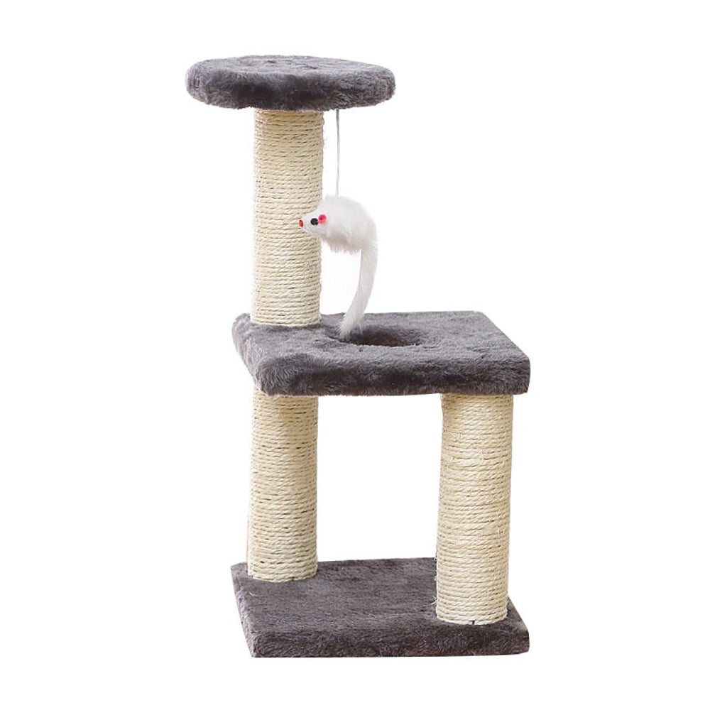 SKY-TOUCH Cat Tree Tower£¬Cat Condo with 4 Sisal Scratching Post,Activity Centre Cat Climbing Tree with Cat House£¬Hammock, Sisal Posts, Ladder, and Rest Place for Indoor Cat£¨120¡Á54¡Á30cm£©Grey