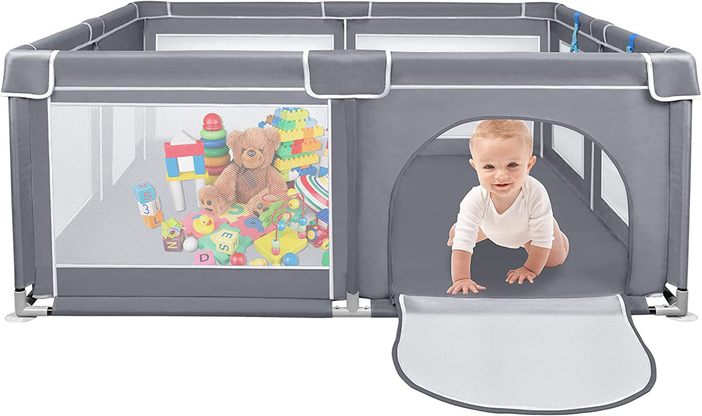 SKY-TOUCH Baby Playpen, Extra Large Playpen for Babies, Kids Safe Play Center for Babies with Breathable Mesh and Zipper Door£¬and Toddlers Gives Mommy a Break