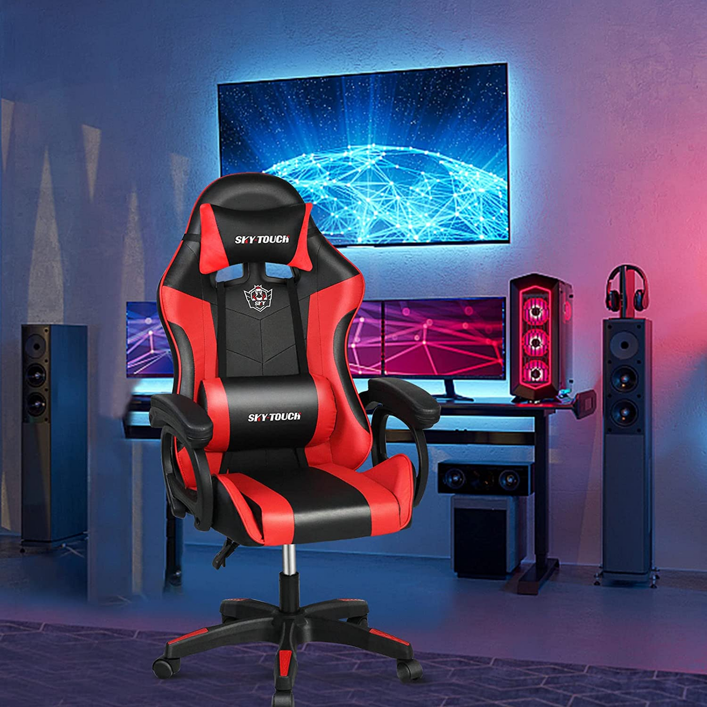 SKY-TOUCH Gaming Chair£¬Adjustable Computer Chair Pc Office Pu Leather High Back, Ergonomic design Lumbar Support,Comfortable Armrest Headrest