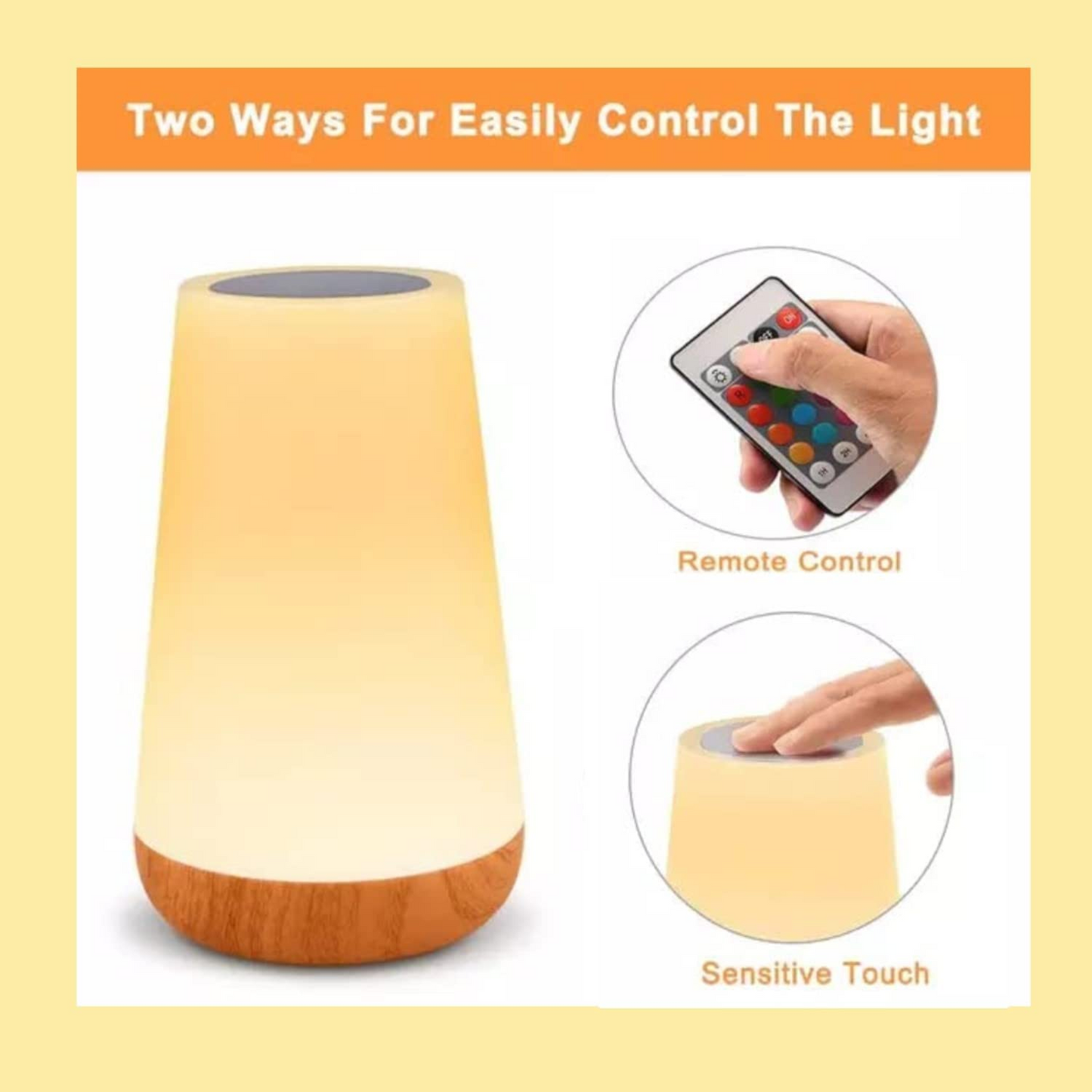 SKY-TOUCH LED Night Light, Bedroom Bedside Lamp Dimmable Color Night Lamp with Touch Control Adjustable Brightness Remote Control for Bedroom, Kid's Room and Living Room, USB rechargeable