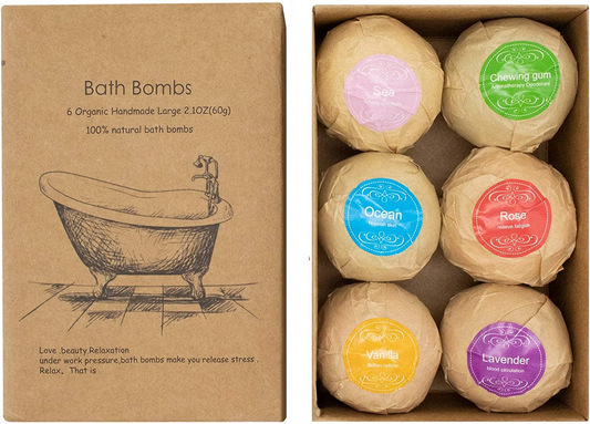 SKY-TOUCH Bath Bombs Gift 6 Pack, Bath Bombs Large Organic & Natural Essential Oil Handmade Bath Bombs Gift Set Moisturize Dry Skin Bath Bombs