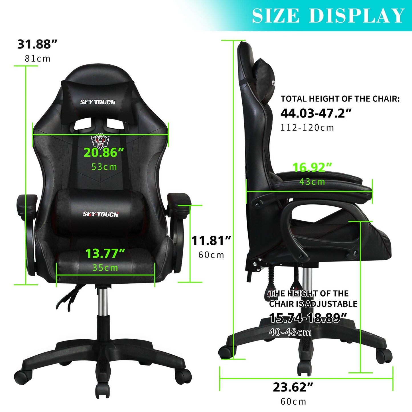 SKY-TOUCH Gaming Chair£¬Adjustable Computer Chair Pc Office Pu Leather High Back, Ergonomic design Lumbar Support,Comfortable Armrest Headrest