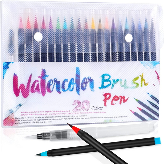 SKY-TOUCH 20 Pieces Brush Pens Set, Water Color Brush Pen Markers Ideal for Calligraphy, Hand Lettering and Drawing Manga Painting and Even Cartoon Sketching Brush