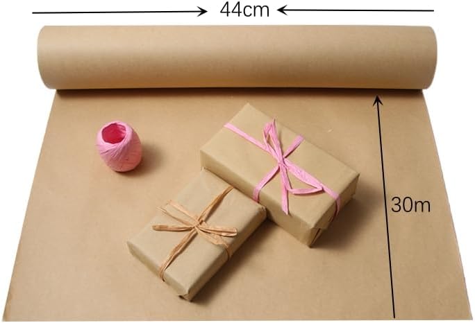 SKY-TOUCH Kraft Paper Roll (44cm x 30m) 80gsm, Wrapping Paper Roll, Craft Paper Gift Wrapping Bulletin Board Arts & Crafts, Bouquet Flower Table Covering Poster Packing Paper (1 Roll)