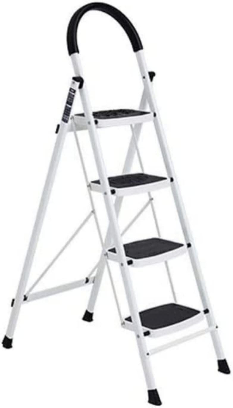 SKY-TOUCH Foldable Ladder, Home Ladder Folding Step Stool with Wide Anti-Slip Pedal, Adults Folding Sturdy Steel Ladder for Home,Kitchen, Garden, Office