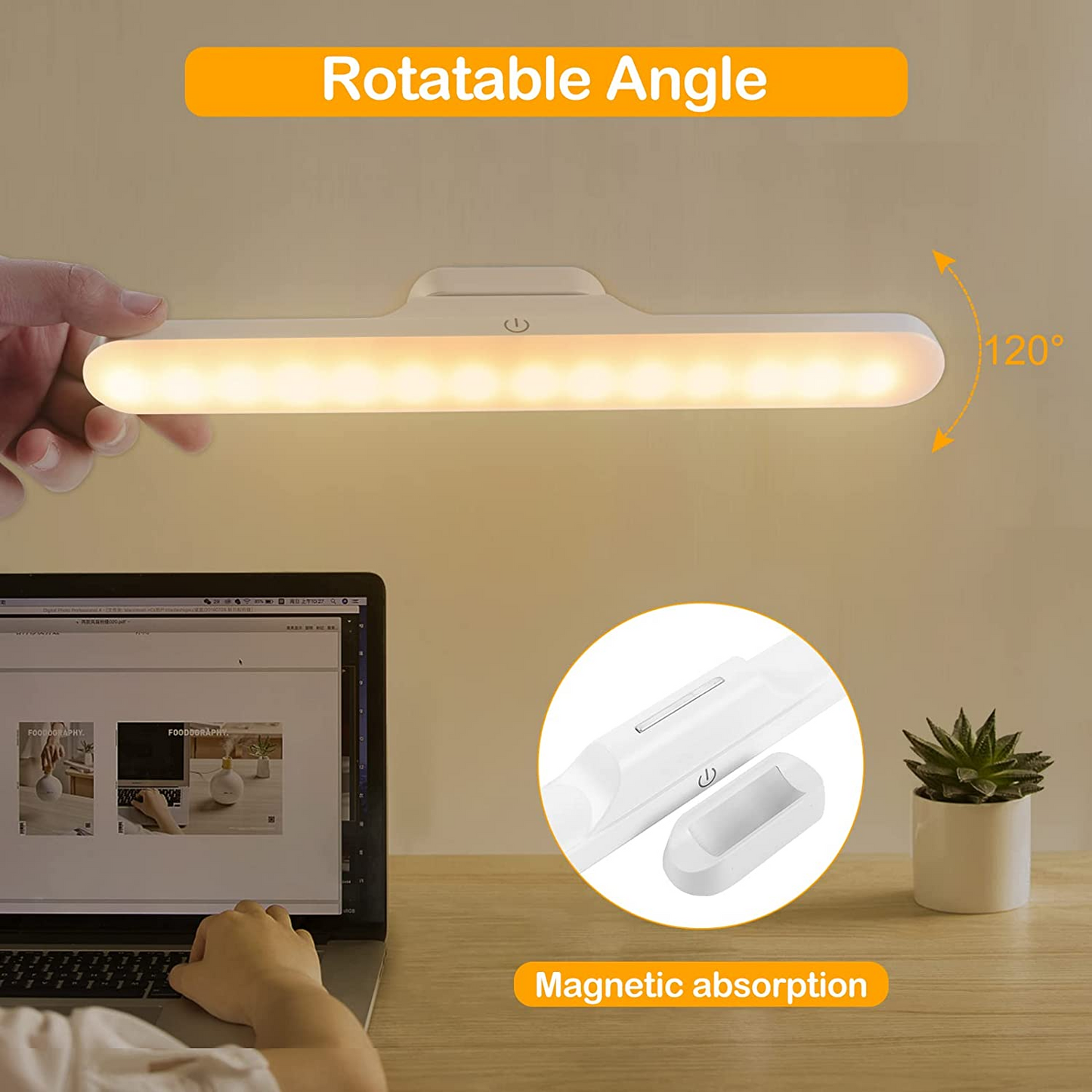 SKY-TOUCH Under Cabinet Lights£¬Rechargeable Battery Led Lights Ba£¬Dimmable Led Light Bar With 3 Color Modes£¬ USb Rechargeable£¬Wall Shelf, Closet, Mirror, Bedside, Kitchen Lighting