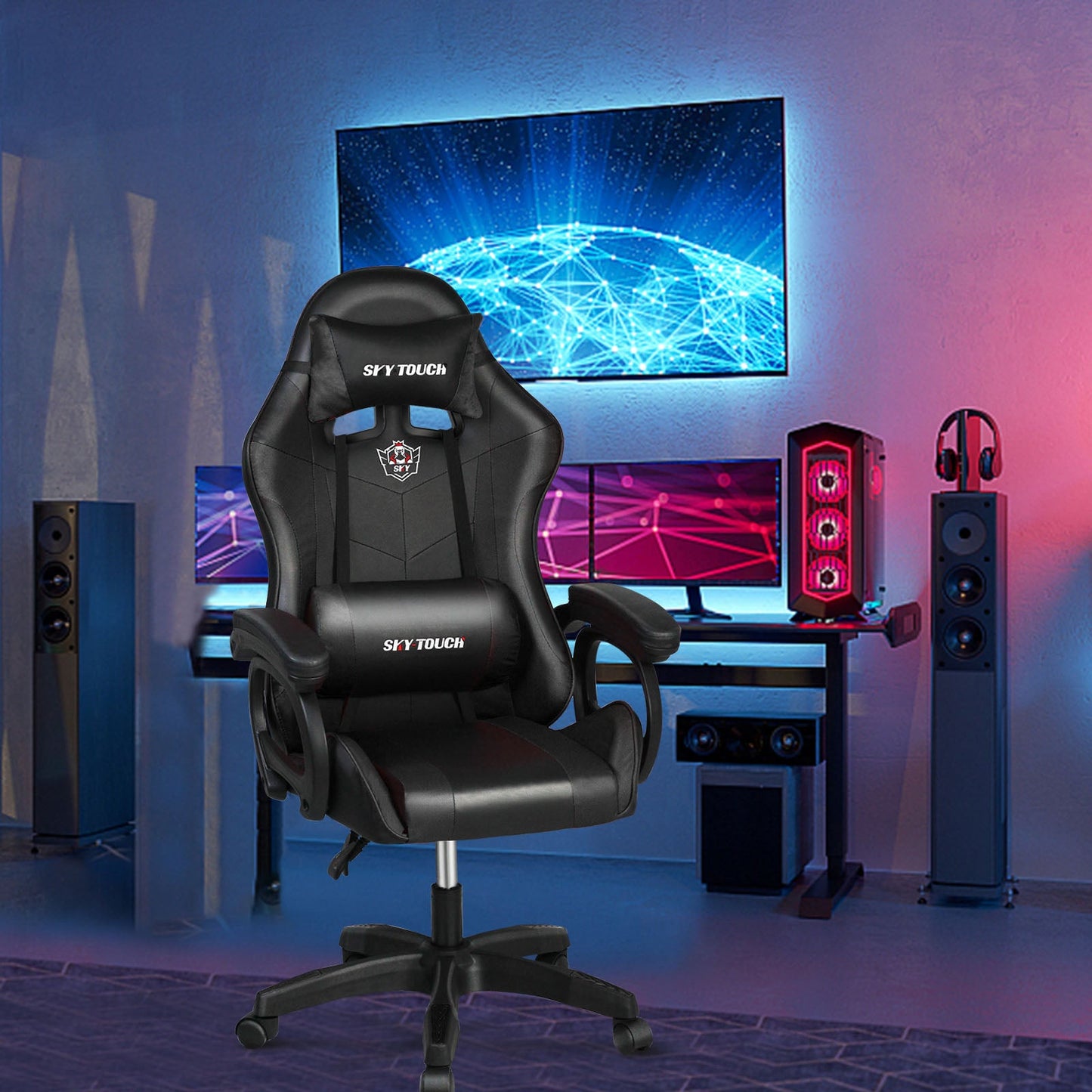 SKY-TOUCH Gaming Chair£¬Adjustable Computer Chair Pc Office Pu Leather High Back, Ergonomic design Lumbar Support,Comfortable Armrest Headrest