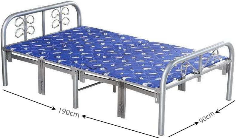 SKY-TOUCH Folding Bed 190x 90cm, Folding Single Bed Heavy Duty Steel Metal Platform Bed Frame with Tool Free Setup,Blue