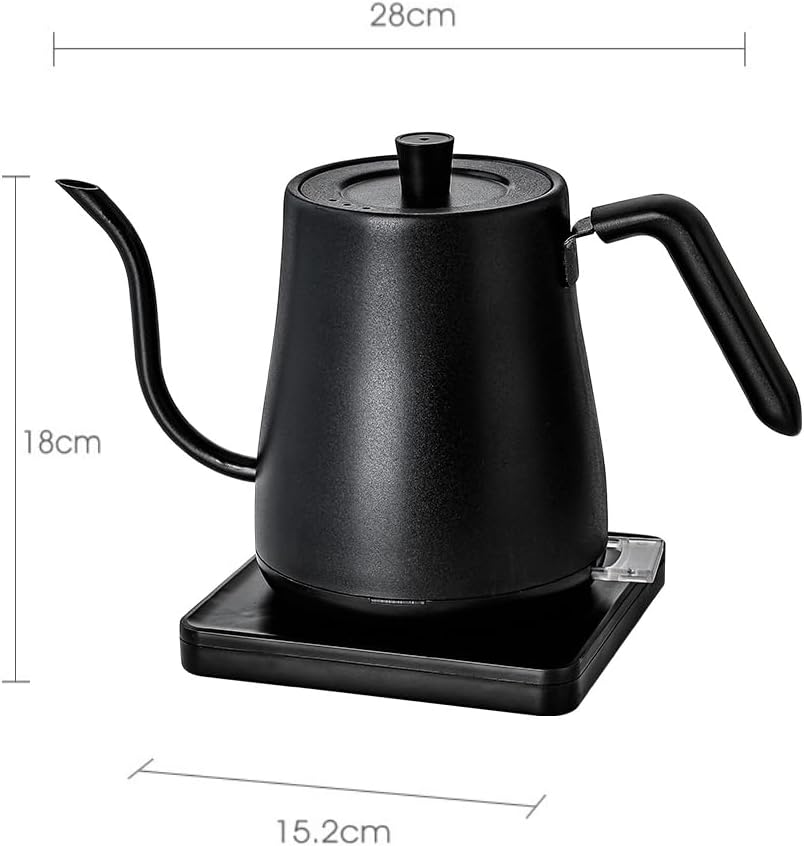 SKY-TOUCH 1000W Electric Kettle : 4Min Quick Heating Electric Gooseneck Kettles with Auto Shutoff Anti-dry Protection 100% Stainless Steel Inner & Lid for Pour-over Coffee & Tea Matt Black