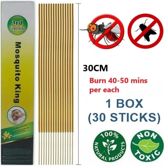 SKY-TOUCH 30Pcs Fly and Mosquito Repellent Incense Sticks: Upgraded Natural Effective Repellent DEET Free for Indoors Home Office Outdoor Backyard Travel Camping Barbecue (for Flies)