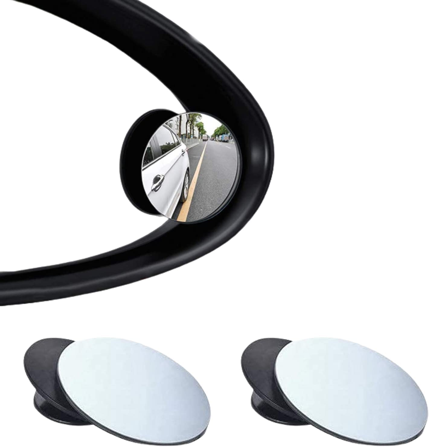 SKY-TOUCH 2 Pack Car Blind Spot Mirror Small Round Convex Adjustable 360¡ã Rotation Wide Angle Rear View Mirror for All Vehicles Universal Car Tuning Sticker Design