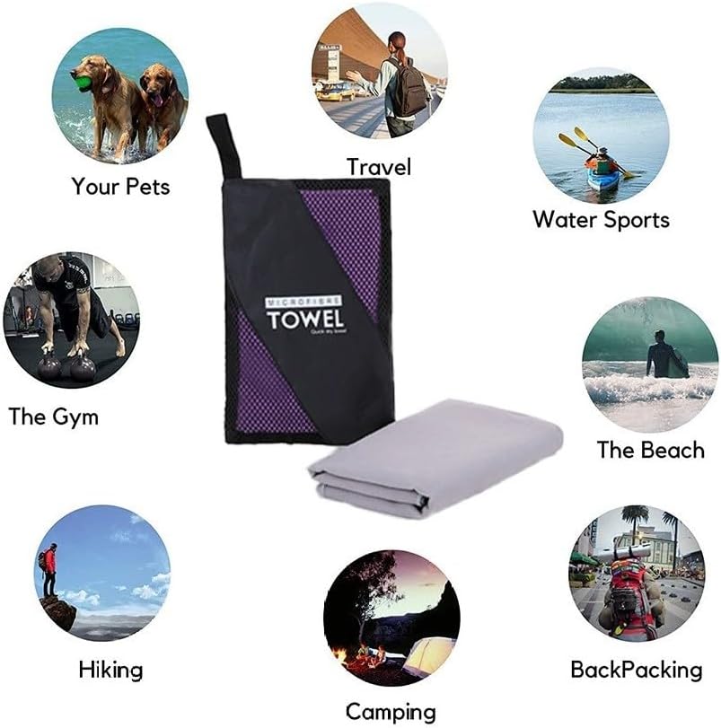 SKY-TOUCH 152×76cm Quick Dry Towel : Super Absorbent Yoga Gym Towel with Bag Compact Microfiber Camping Towel for Beach Gym Yoga Pool Travel Backpacking Camping Sports Swim (Grey)