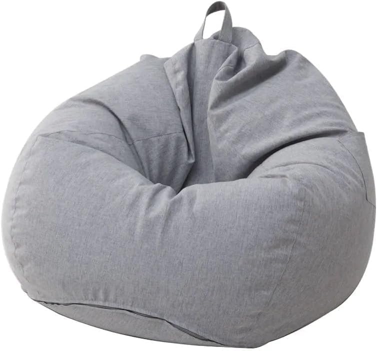 SKY-TOUCH Bean Bag Sofa : Soft Linen Bean Bag Chair Filled with Polystyrene Beads Removable Washable Bean Bag for Home Living Room BedRoom Dorm (80 * 80 * 50cm Grey)