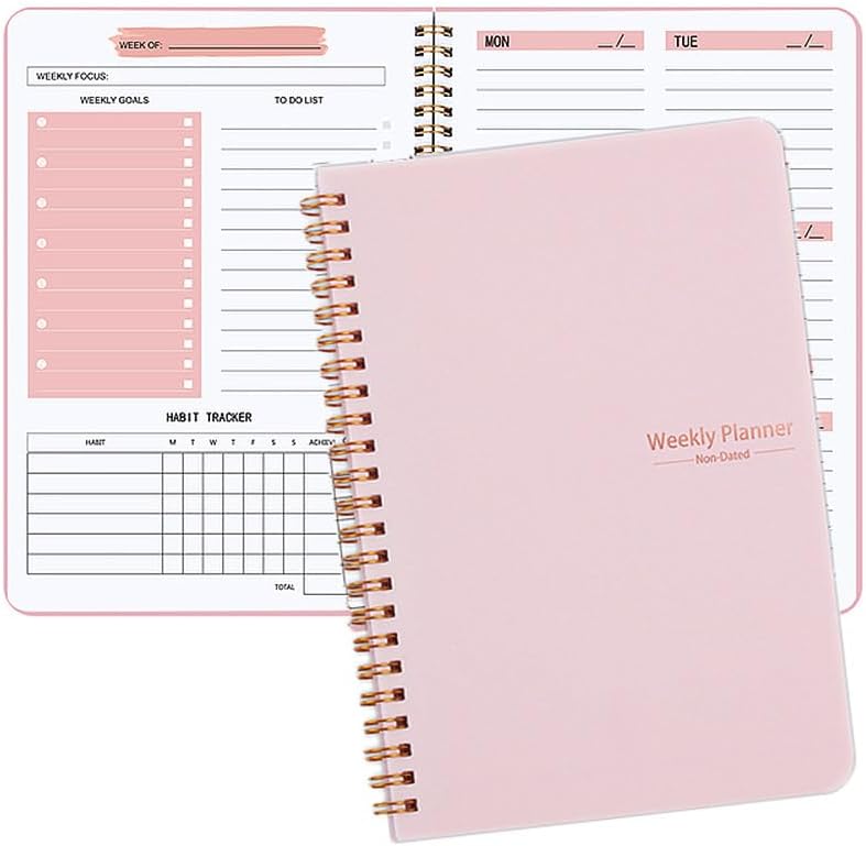 SKY-TOUCH A5 Weekly Planner : To Do List Notebook with 52 Undated Sheets Daily Planner with Goal Habit Tracker Organizer for Office Home School Work Study Life