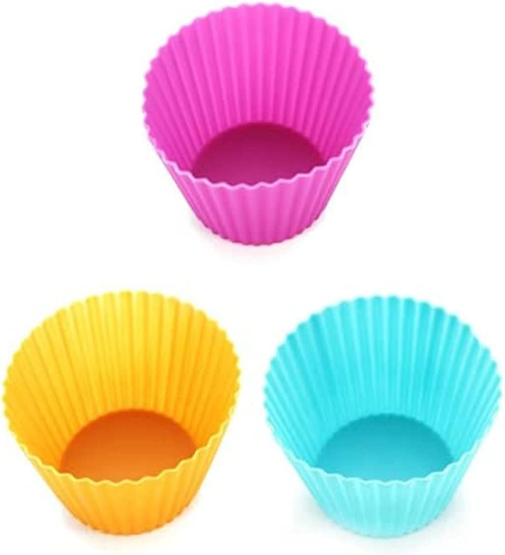 SKY-TOUCH Silicone Cupcake Liners 12Pcs, Baking Cups Non-Stick Cake Muffin Chocolate Cupcake Liner Baking Cup Mold, Multicolor