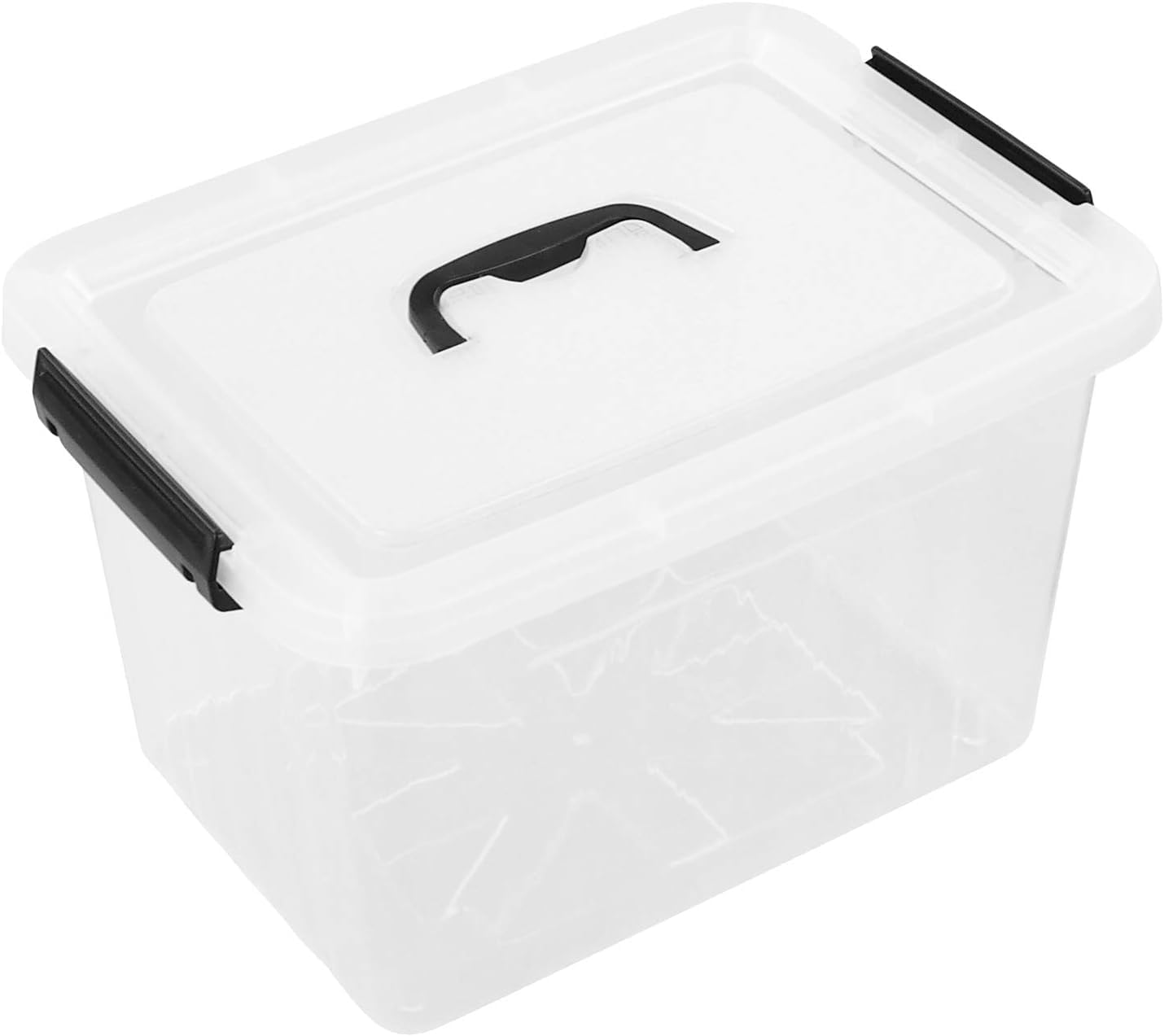 SKY-TOUCH Clear Storage Box with Lid,4 Wheels at the bottom,Large Clear Storage Box Organizer,Stackable Storage Cube Organizing Container with Lock and handle for Clothes, Closet 48 * 28 * 35cm