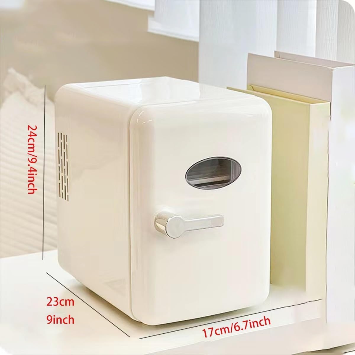 4 Liter/6 Can Mini Fridge : Portable Personal Cooler & Warmer Compact Refrigerator for Skincare Cosmetics Beverage Food Ideal for Bedroom Car Office Dorm (White)