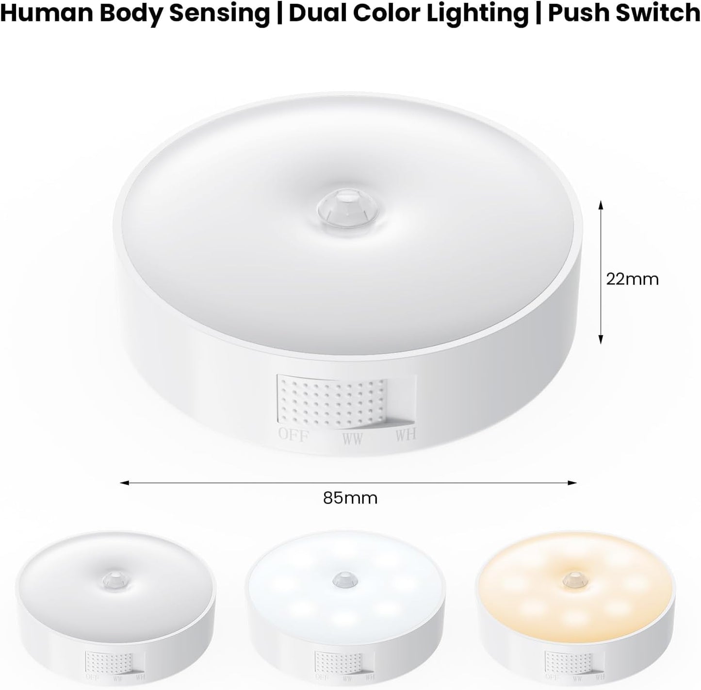 SKY-TOUCH 1pcs Led Sensor Light : Motion Intelligent Body Induction Lamp USB Rechargeable Wireless Cabinet Light 2 color mode adjust for Stair Bedroom LivingRoom Bathroom Wardrobe Garage Under Cabinet