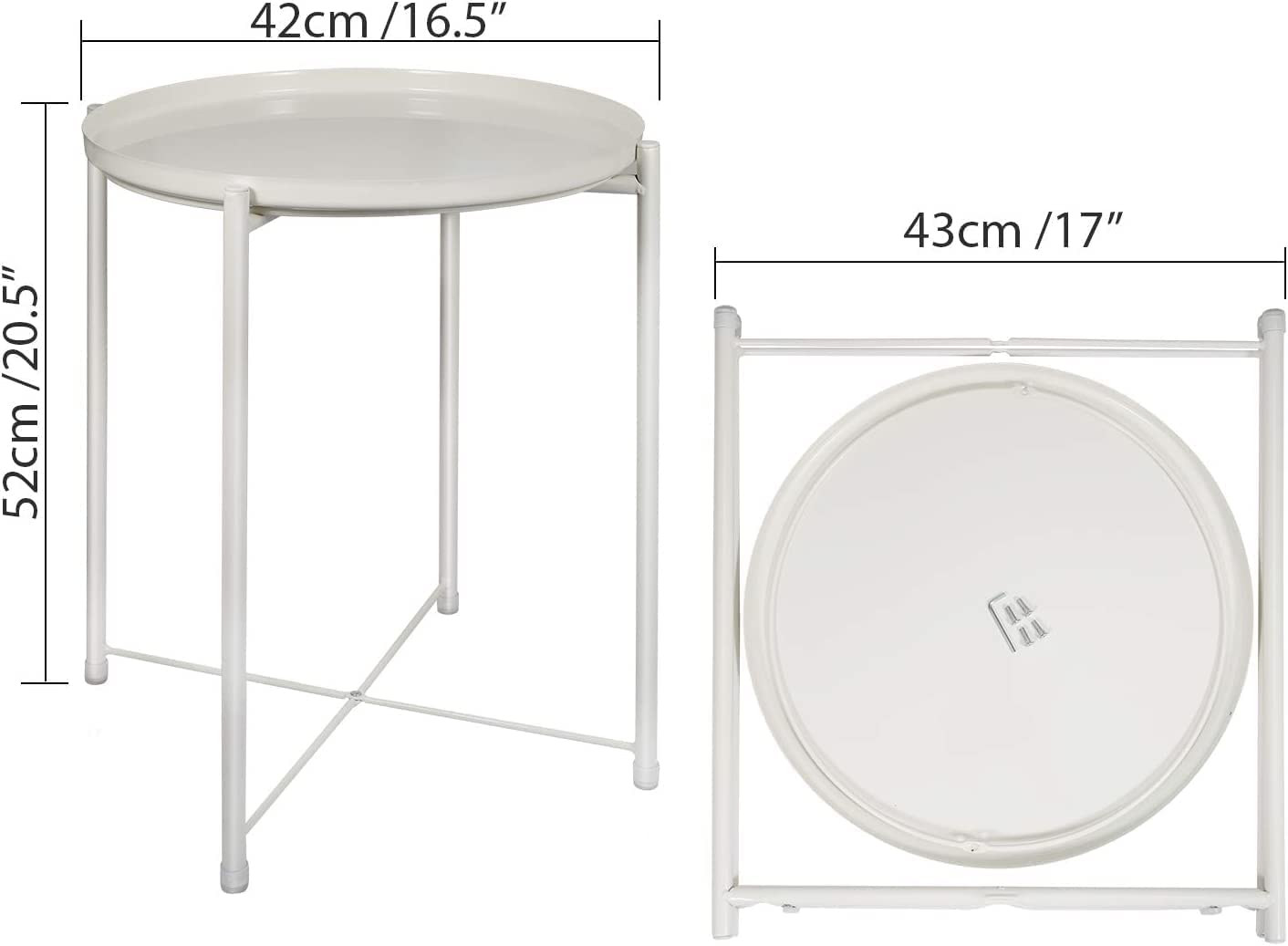 SKY-TOUCH Tray Table with Detachable Tray Top£¬Round Metal Coffee Table Waterproof Removable Tray Table£¬for Living Room Bedroom Balcony Office £¨42¡Á42¡Á53cm£©