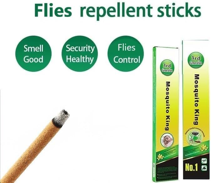 SKY-TOUCH 30Pcs Fly and Mosquito Repellent Incense Sticks: Upgraded Natural Effective Repellent DEET Free for Indoors Home Office Outdoor Backyard Travel Camping Barbecue (for Flies)