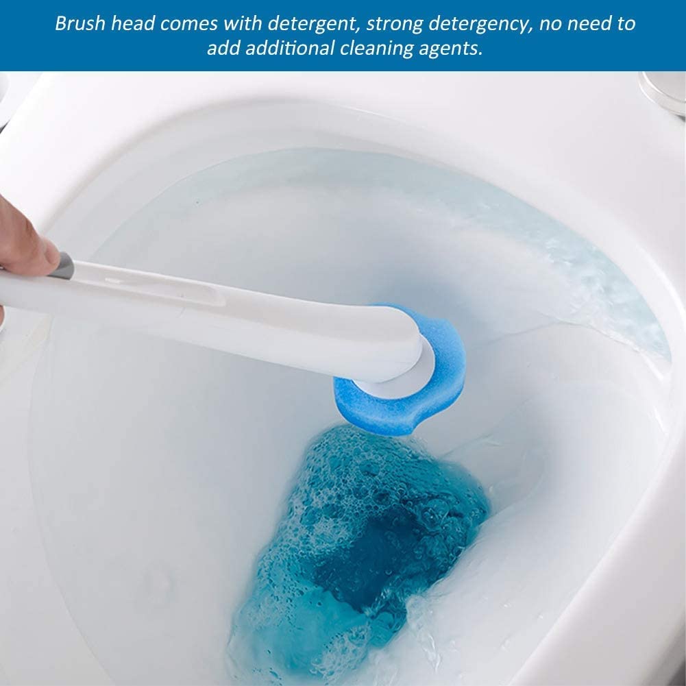 SKY-TOUCH Disposable Toilet Bowl Cleaning Brush, Disposable Brush Head with 16 Refills Dissolving Wands Replacement Sponge Brush Heads, Soft Toilet Cleaner Brush for Bathroom Toilet Cleaning