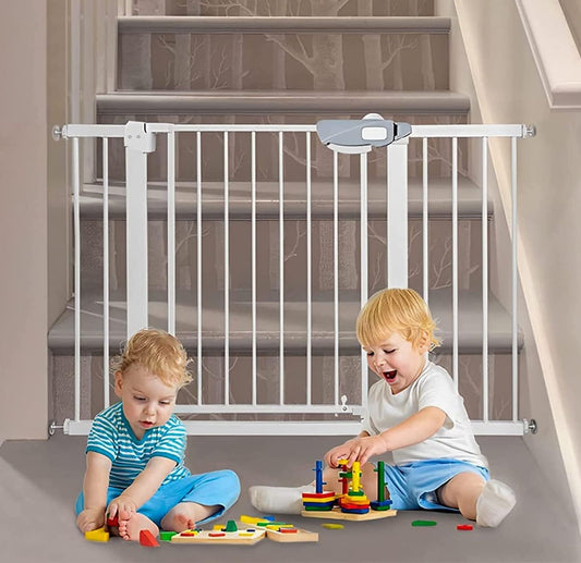 SKY-TOUCH Auto Close Safety Baby Gate, Extra Wide Child Gate with 10 cm Extension Kit Maximum Suitable For 94 cm, Baby Gates for Stairs & Doorways, Easy Install (Safety Railing + 10cm Extension Kit)