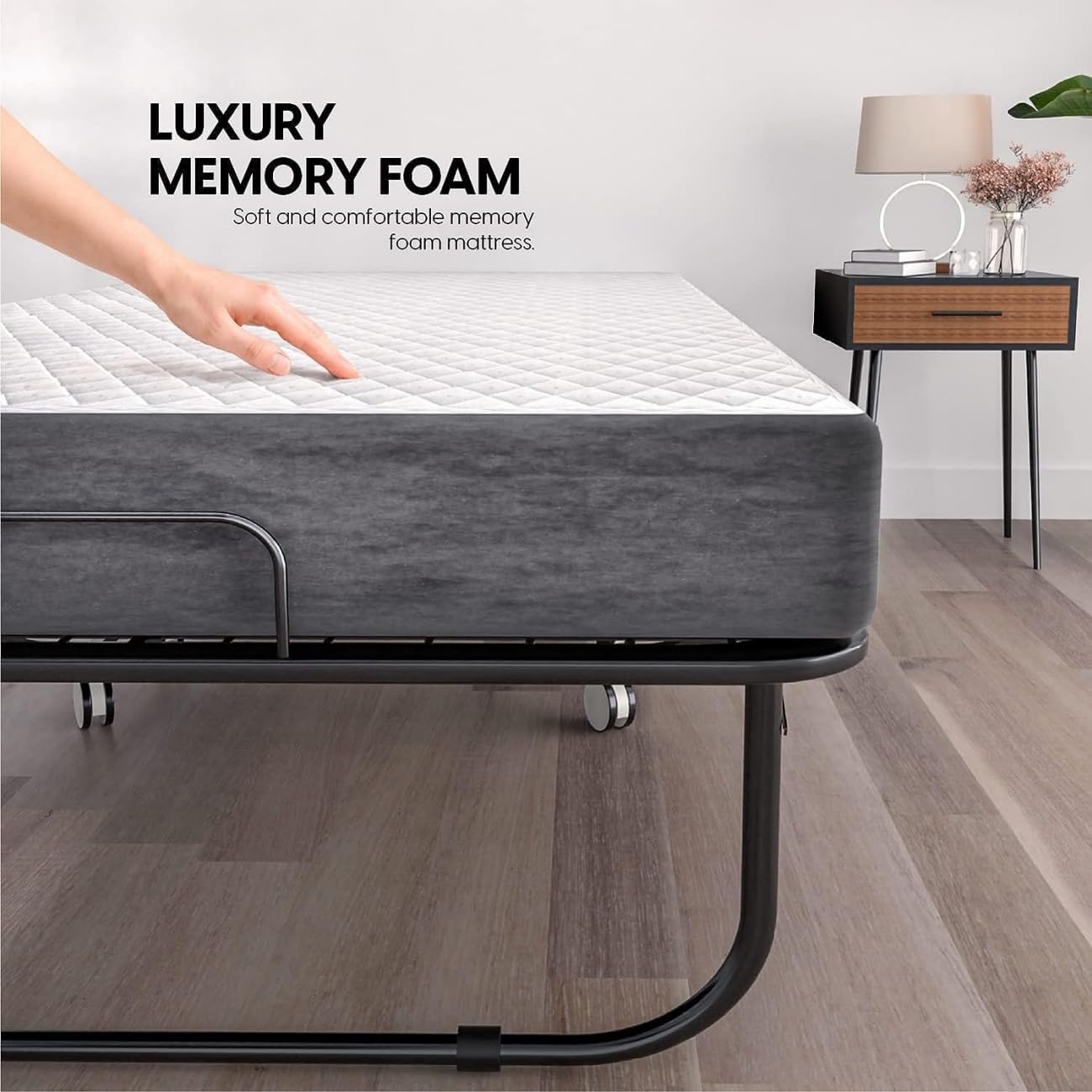 SKY-TOUCH Folding Bed with Memory Foam Mattress, Portable Foldable Beds Strong Sturdy Frame, Rollaway Beds for Home and Office 190 * 80cm