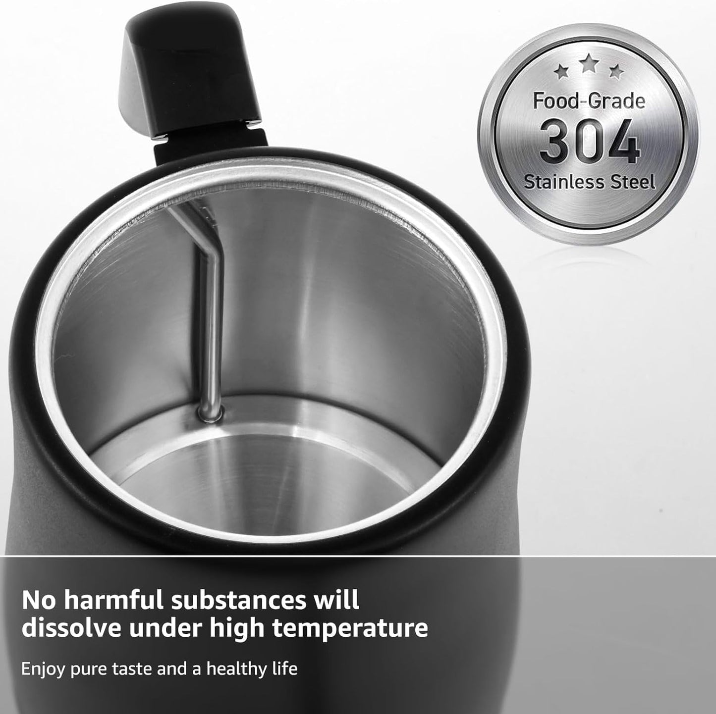 SKY-TOUCH 1000W Electric Kettle : 4Min Quick Heating Electric Gooseneck Kettles with Auto Shutoff Anti-dry Protection 100% Stainless Steel Inner & Lid for Pour-over Coffee & Tea Matt Black