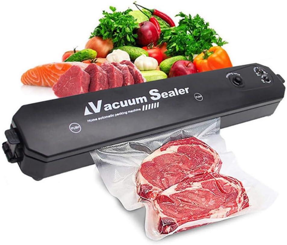 SKY-TOUCH Vacuum Sealer Machine : Automatic Food Saver Vacuum Sealer Machine with Powerful Suction One-Touch Safe Operation Easy to Clean for Meat Vegetable Nuts Fruits (Black 37 * 7CM)