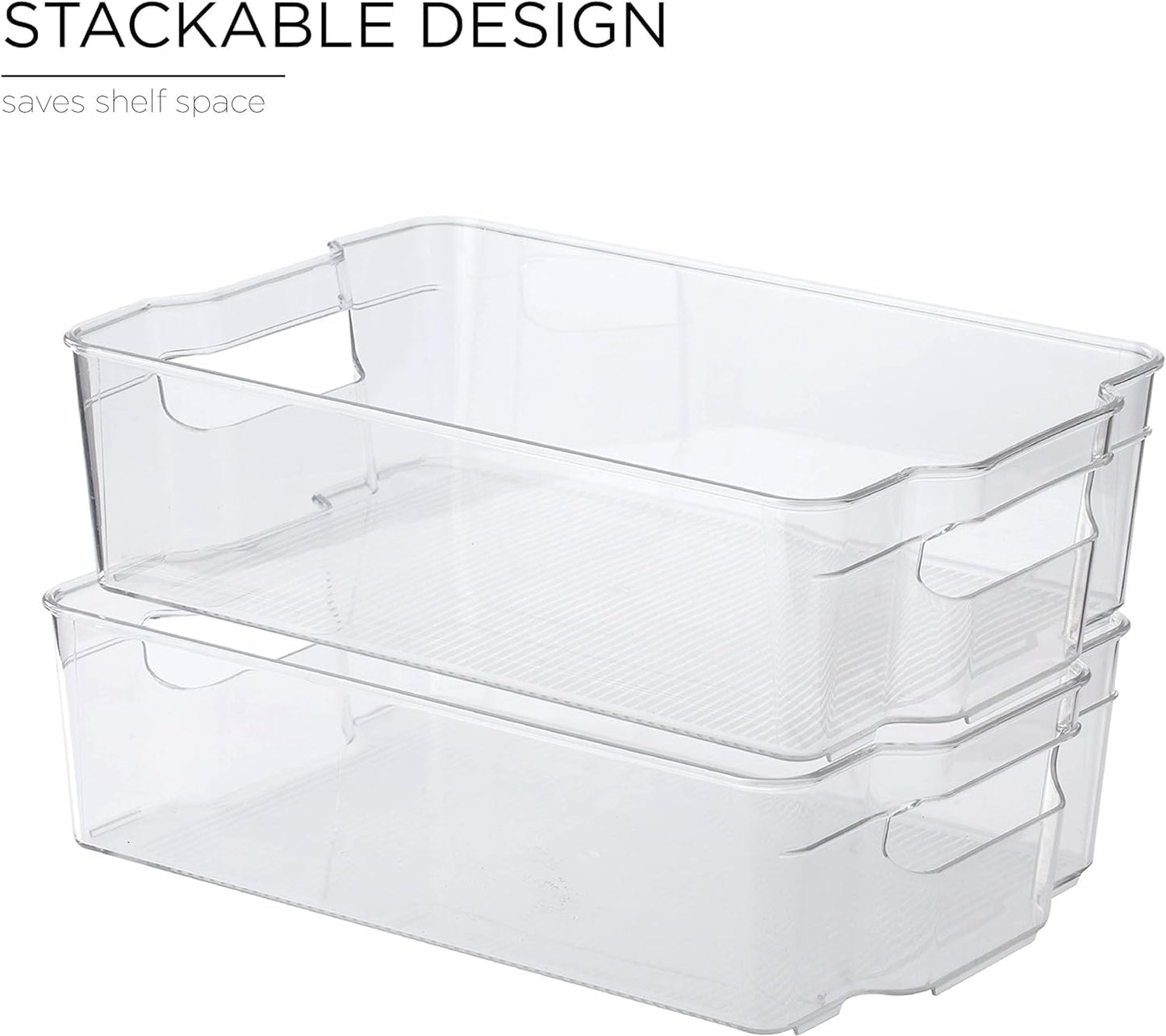 SKY-TOUCH 1pcs Refrigerator Clear Organizer Bins,Clear Plastic Storage Fridge Organizers with Handle for BPA,Fridge, Freezer, Cabinet,Kitchen,Food mPantry Organization & Storage£¨32x16x9cm£©