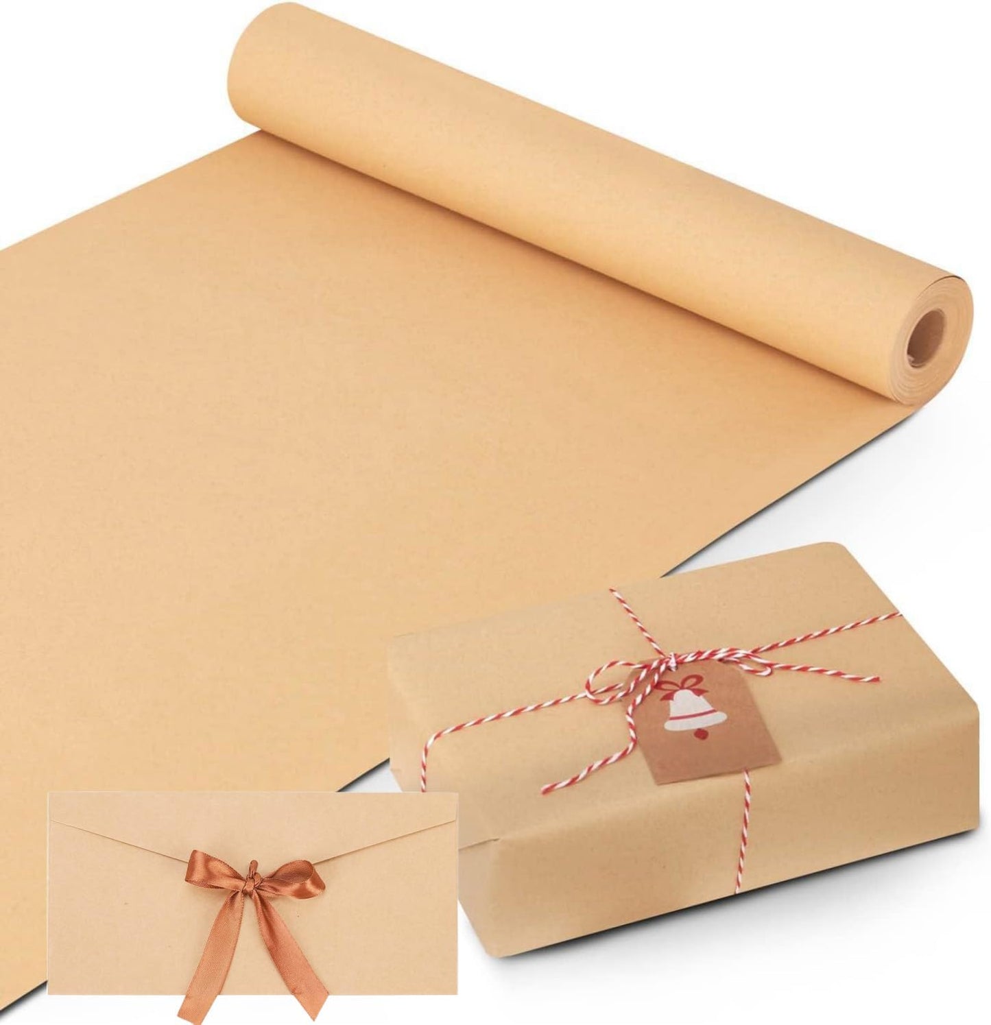 Kraft Paper Roll (44cm x 30m) 80gsm, Wrapping Paper Roll, Craft Paper Gift Wrapping Bulletin Board Arts & Crafts, Bouquet Flower Table Covering Poster Packing Paper (1 Roll)