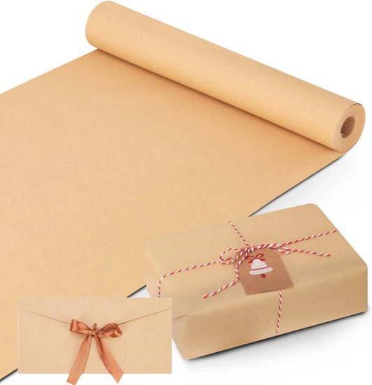 Kraft Paper Roll (44cm x 30m) 80gsm, Wrapping Paper Roll, Craft Paper Gift Wrapping Bulletin Board Arts & Crafts, Bouquet Flower Table Covering Poster Packing Paper (1 Roll)