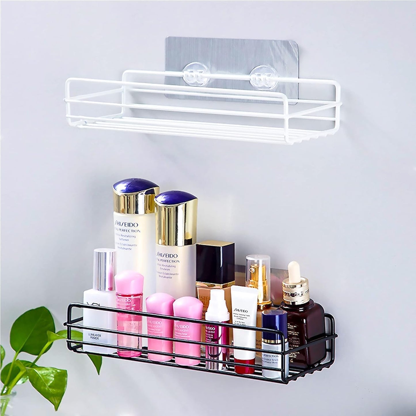 SKY-TOUCH 2pcs Shower Caddy Shelf, Bathroom Wall Shelves, Shower Caddy, Shower Shelf, Bathroom Caddies, Bathroom Shelf No Drilling, Shower Storage, Wall Mounted Bath Caddy, Self Adhesive Shelves Black