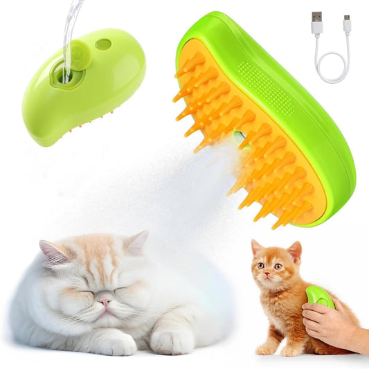 SKY-TOUCH 3 In1 Cat Hair Steam Brush, Steamy Cat Brush for Shedding and Grooming, Self Cleaning Steam Cat Brush for Massage, Pet Hair Grooming Brush Comb for Cat Dog,Spray Comb Mist Brush