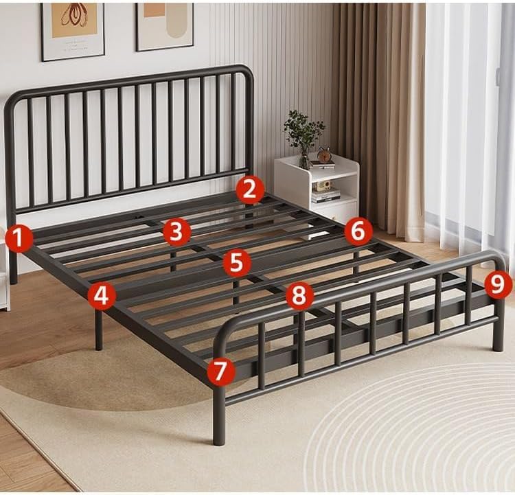 SKY-TOUCH Classic Metal Platform Bed Frame Mattress Foundation with Heavy Duty Metal Platform,Iron-Art Headboard/Footboard/Under Bed Storage/No Box Spring Needed/Black