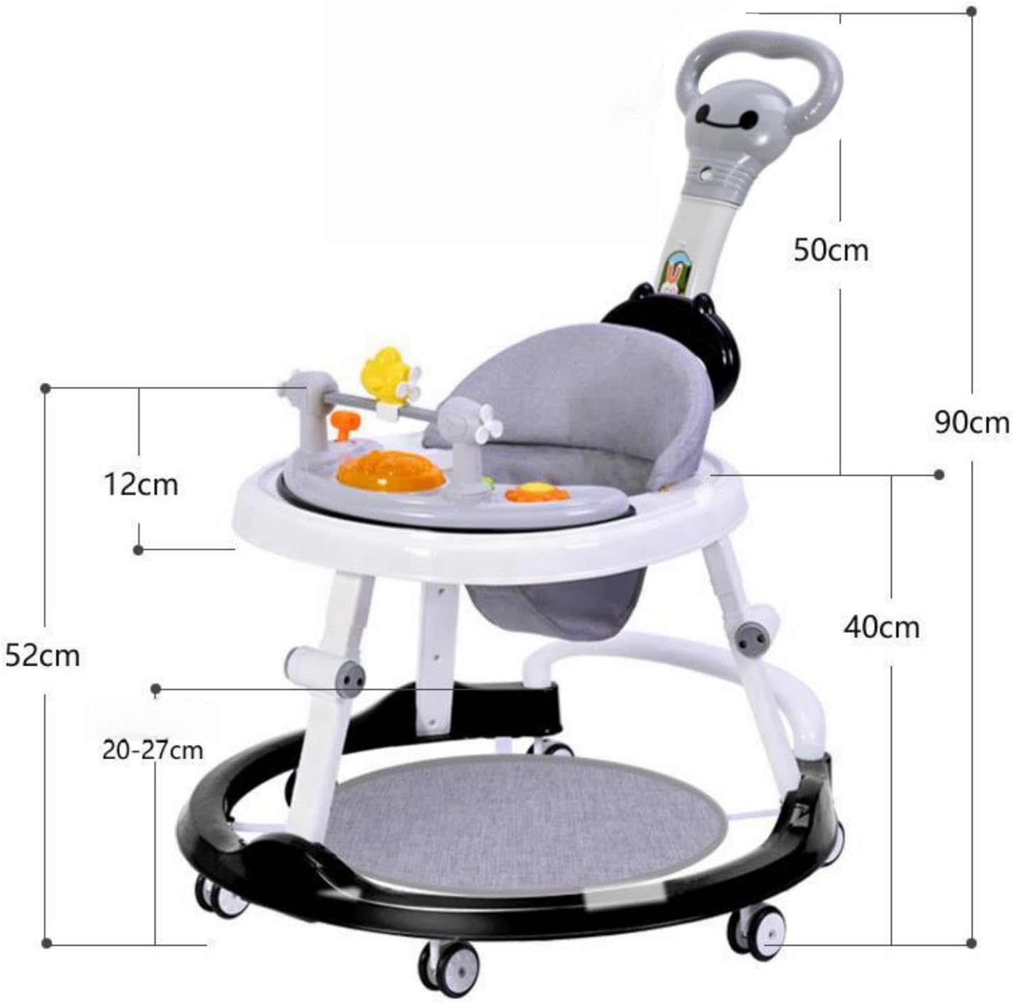 SKY-TOUCH Foldable Baby Walkers with Wheels and Baby Activity Center Toys Tray, Baby Walker with Foot Pads Handles Adjustable Height, Baby Walker for Boys and Girls from 6-18 Months