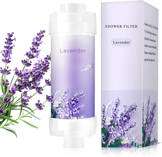 SKY-TOUCH Lavender Vitamin C Shower Filter : Aromatherapy Hard Water Softener Chlorine & Fluoride Shower Filter Easy Installation for Universal Output Showerhead for Healthier Skin & Hair