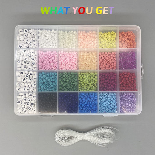 SKY-TOUCH Seed Beads, 3500 Letter Beads And Pony Beads 24-Grid Bead Kit Set Rope Mini Seed Beads Set For Jewelry Making Bracelet Beads Finding Diy Crafts Beading Needles For Jewelry Bracelet Making£¨4mm£©