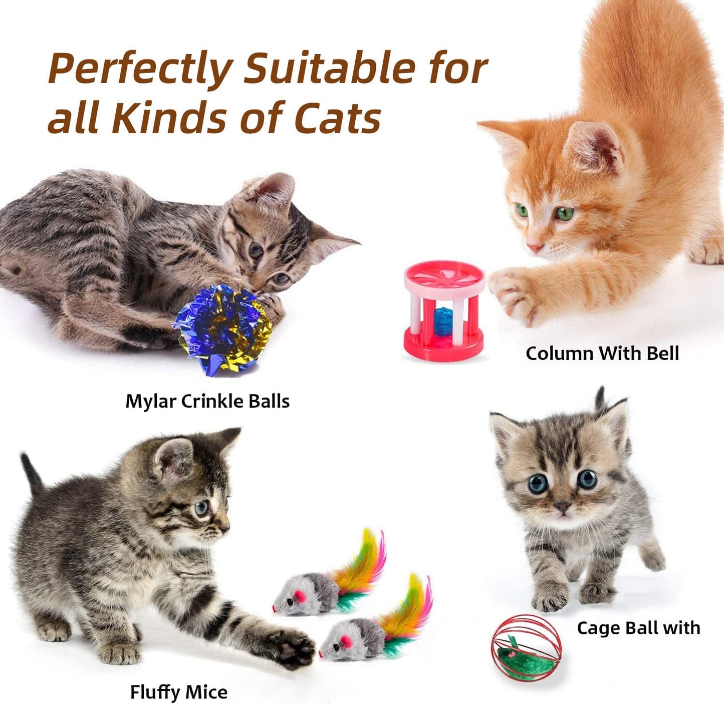 SKY-TOUCH 30pcs Interactive Cat Toys - Keep Your Cat Active and Happy with Variety Teaser Wand, Cat Tunnel, Tent, and Fish Toy£¬The best gifts for cat lovers