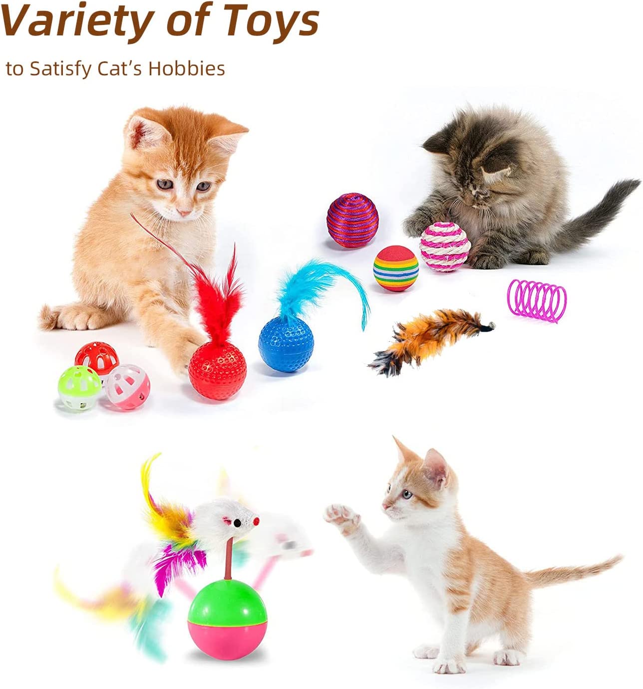 SKY-TOUCH 30pcs Interactive Cat Toys - Keep Your Cat Active and Happy with Variety Teaser Wand, Cat Tunnel, Tent, and Fish Toy£¬The best gifts for cat lovers